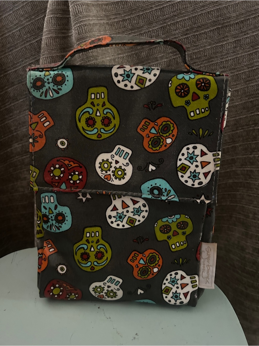 Stylish Gray Sugar Skull Lunch Bag